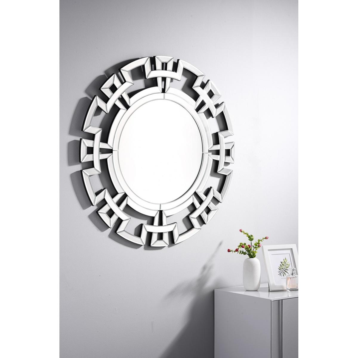 Aztec Medium Silver Round Modern Mirror - Silver – image 2