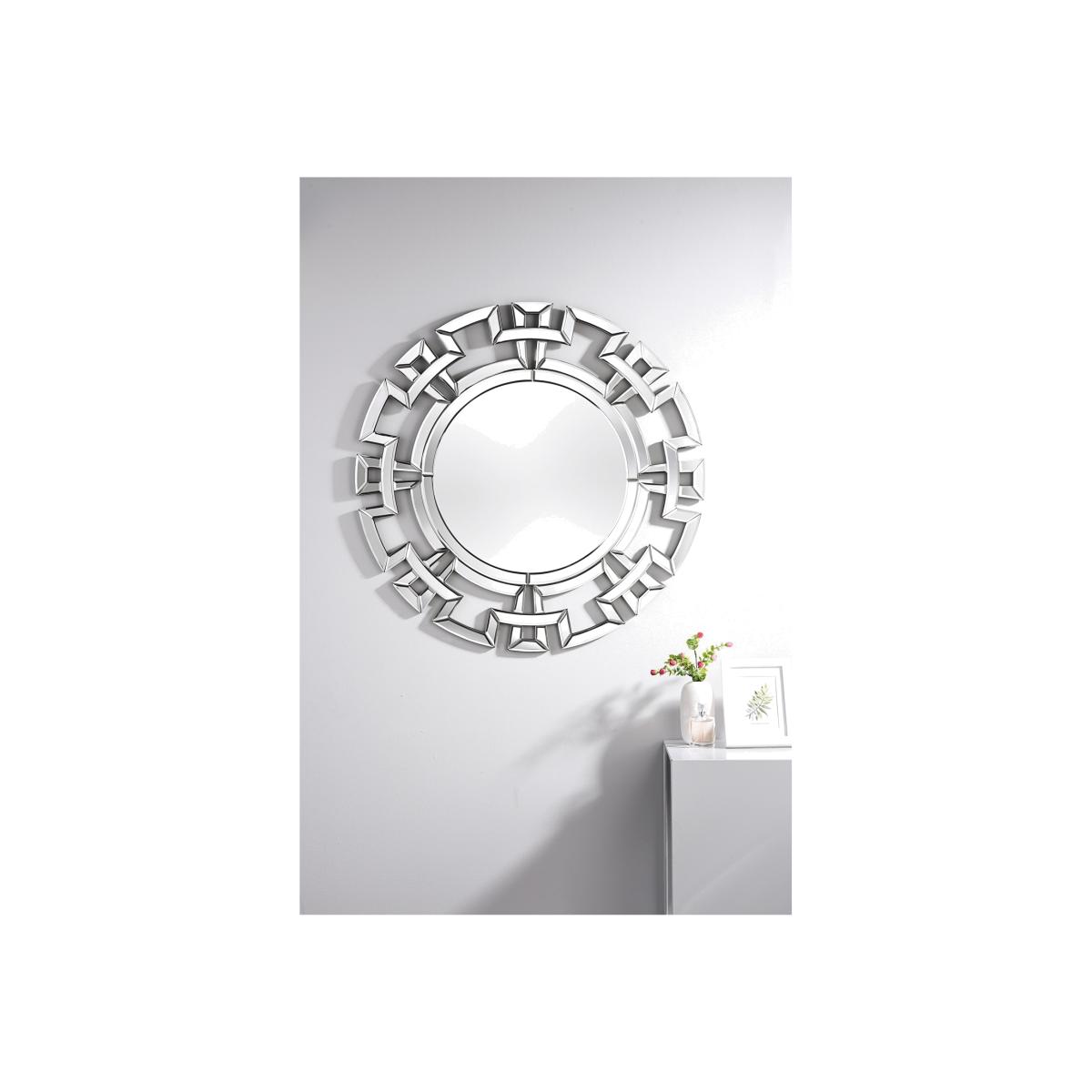Aztec Medium Silver Round Modern Mirror - Silver – image 1