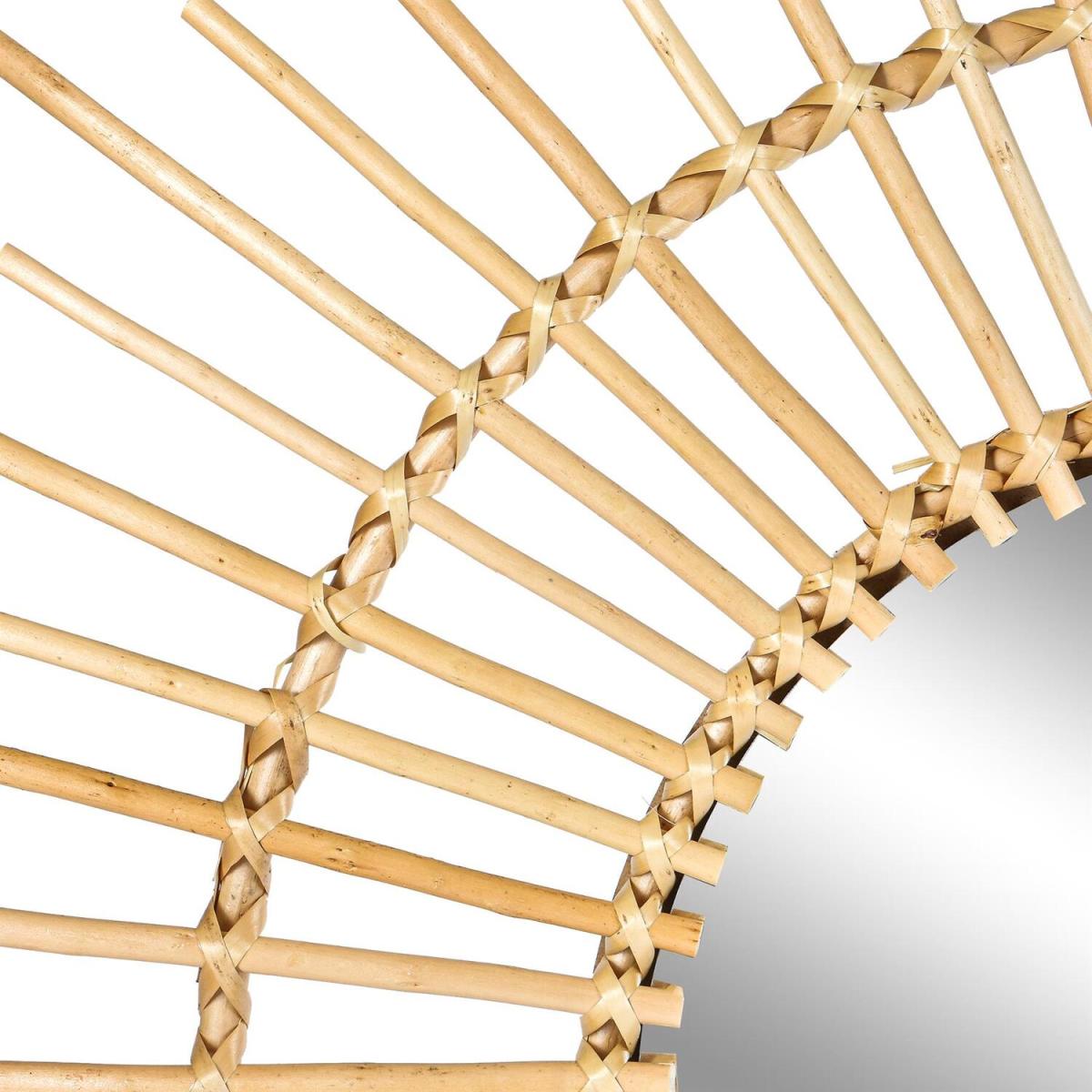 Angelica Wooden Rattan Wall Mirror - Brown – image 3