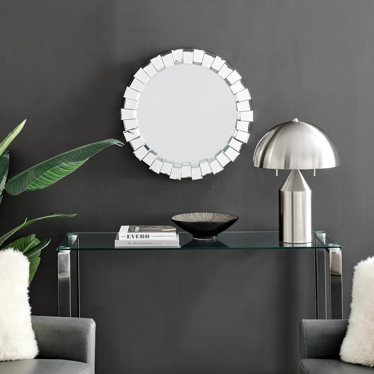 Venus Multi Faceted Small Round Wall Mirror - Silver – image 2