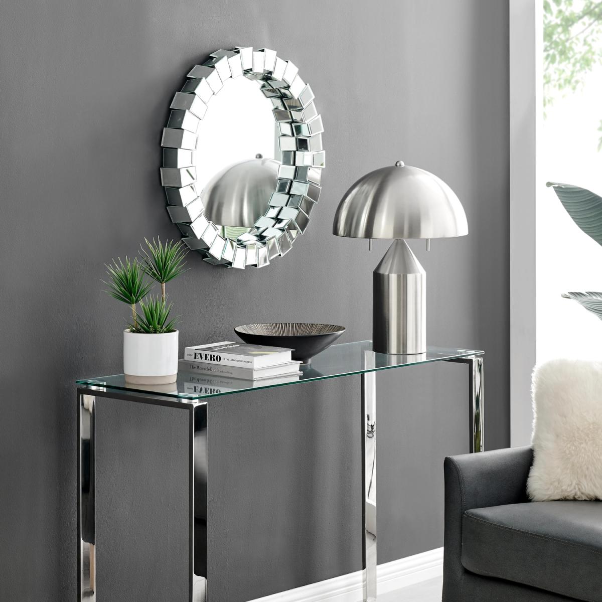 Venus Multi Faceted Small Round Wall Mirror - Silver – image 3