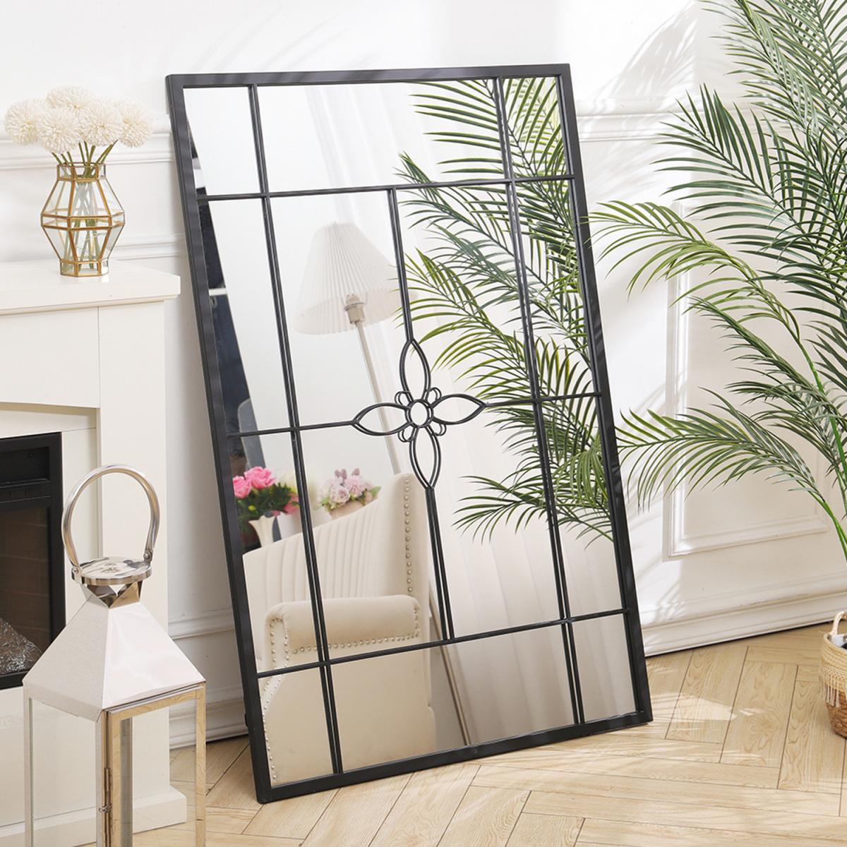Antique Window Wall Mirror With Four-Pointed Star Wall Mounted Home Decor - Black – image 2