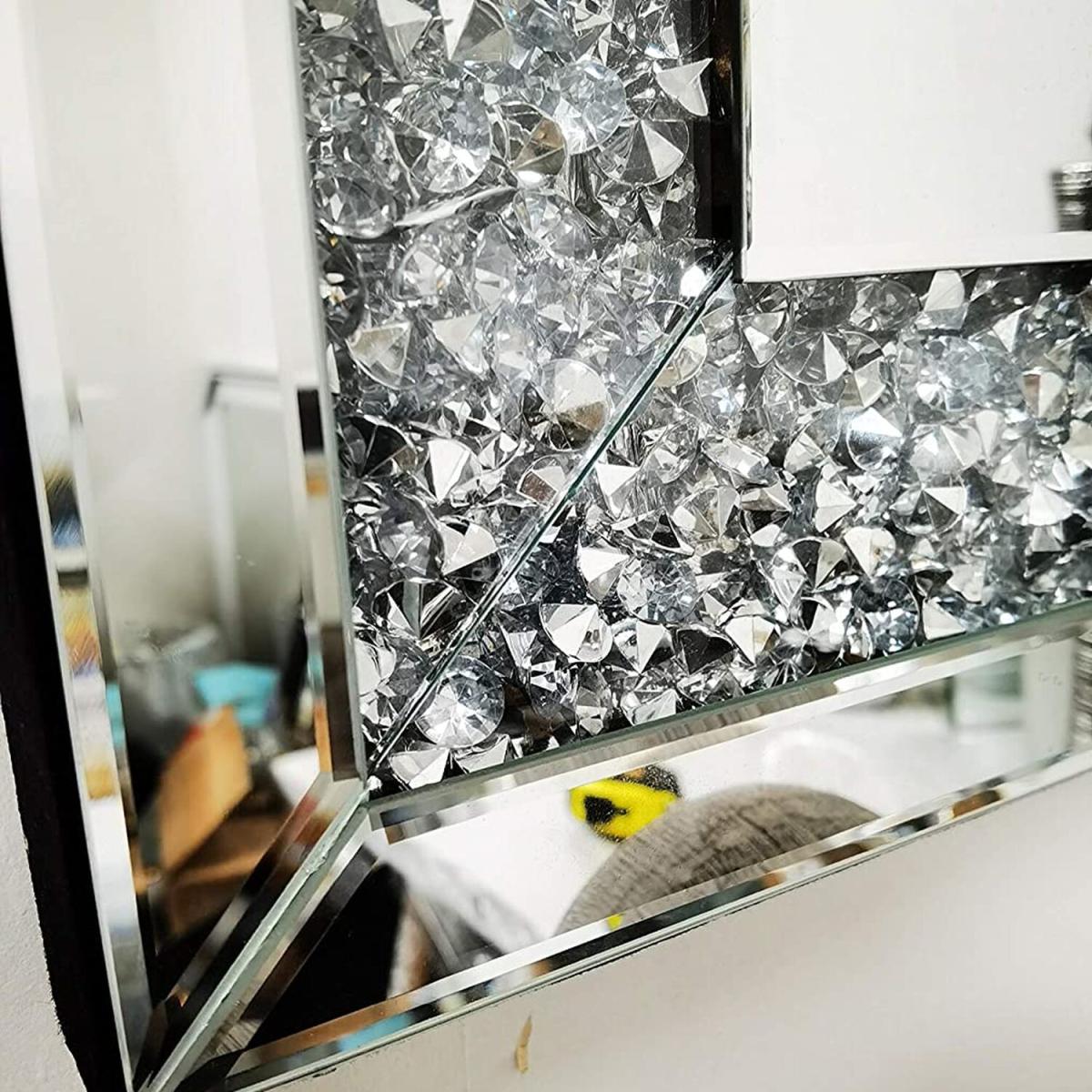 Large Jewel Diamante Wall Mirror - Silver – image 2