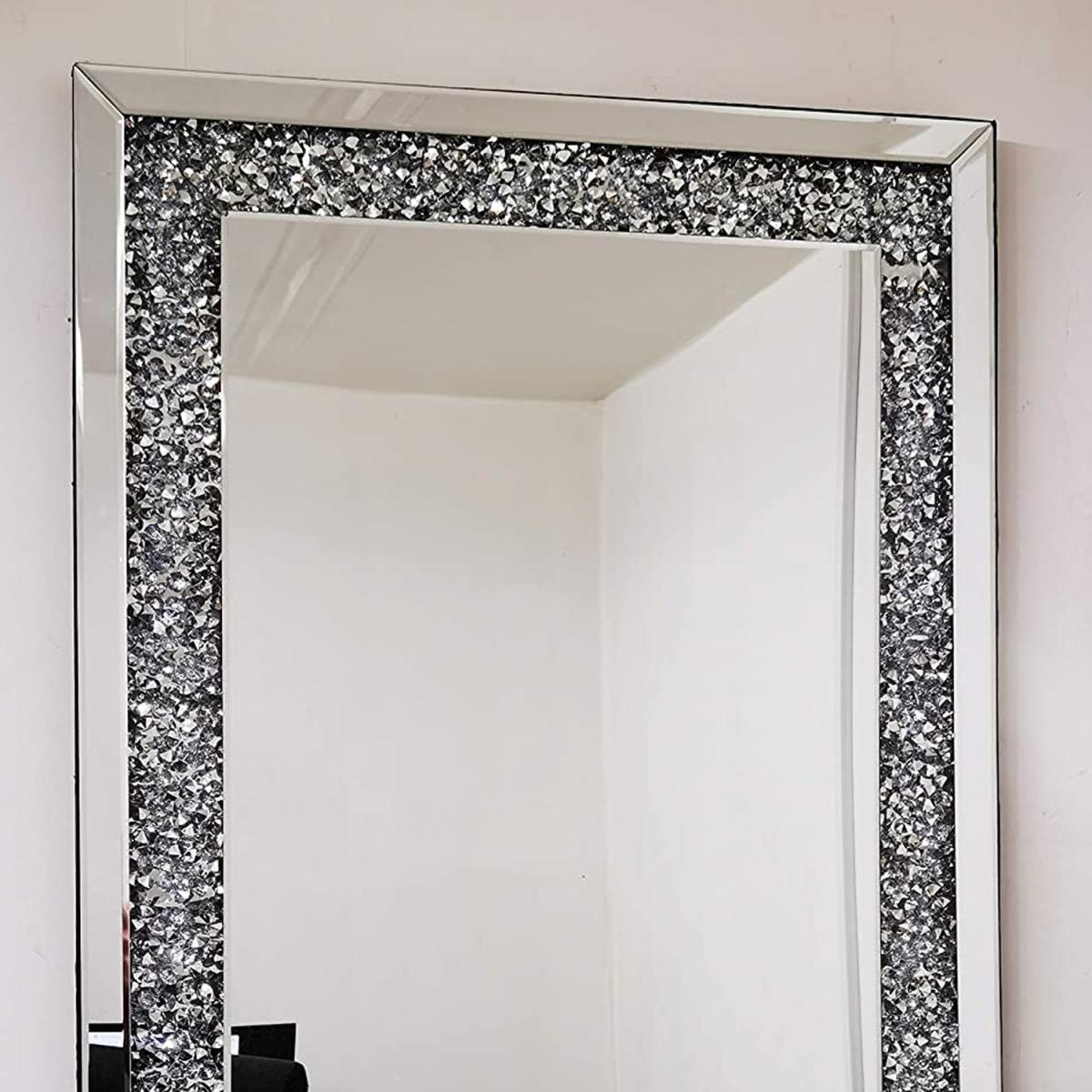 Large Jewel Diamante Wall Mirror - Silver – image 3