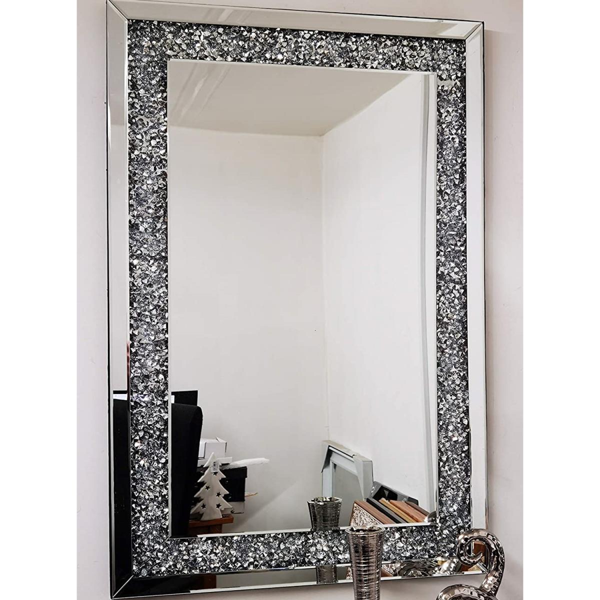 Large Jewel Diamante Wall Mirror - Silver – image 4