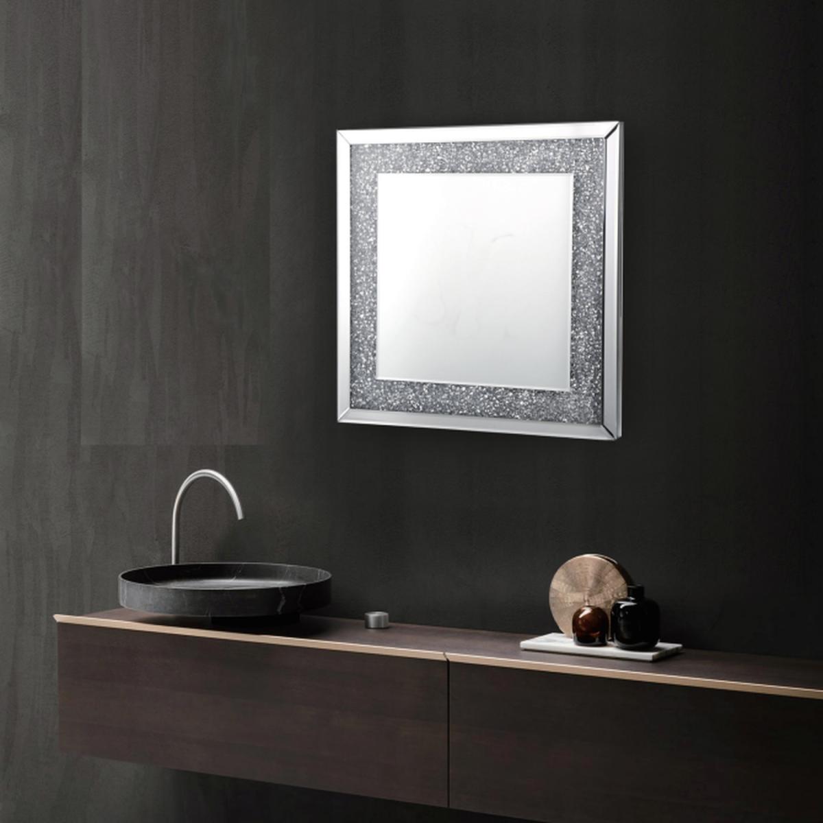 Large Jewel Diamante Wall Mirror - Silver – image 5