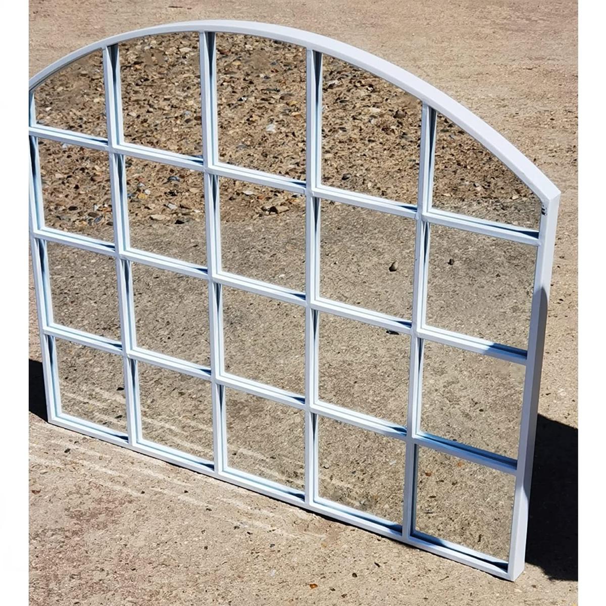 76x90cm White Arch Rectangle Window Style Wall Mirror - White – image 2