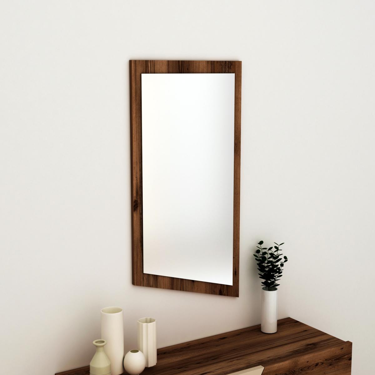 Curve Framed Mirror - Light Walnut – image 2