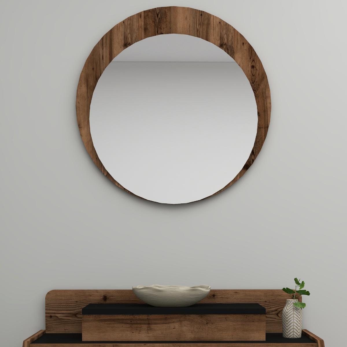 Curve Framed Mirror - Light Walnut – image 4