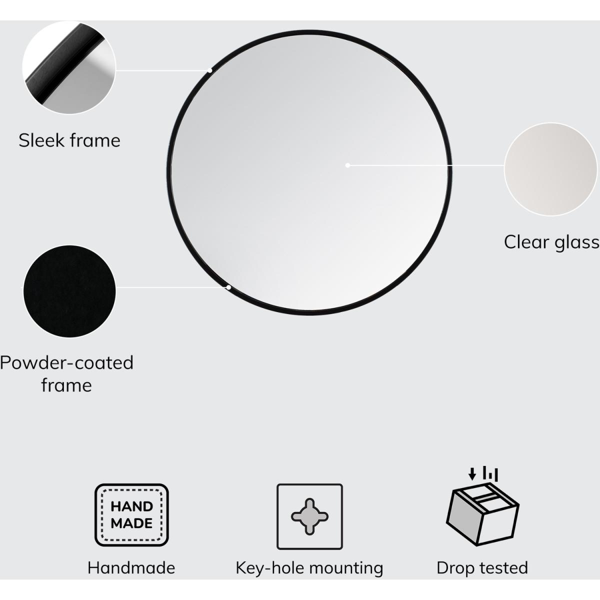 Tivoli Non Bevelled Round Mirror - Black – image 7