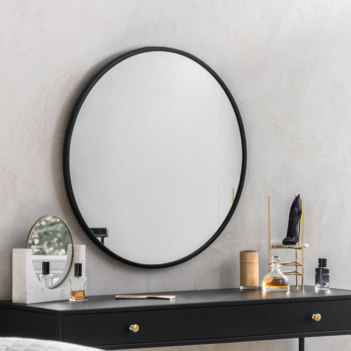 Tivoli Non Bevelled Round Mirror - Black – image 1