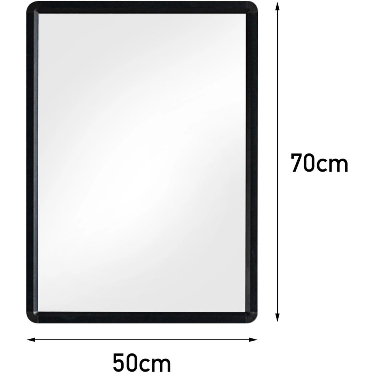Bathroom Make Up Wall Mirror Rectangle Metal Frame Home Decor - Black / 50cm – image 2