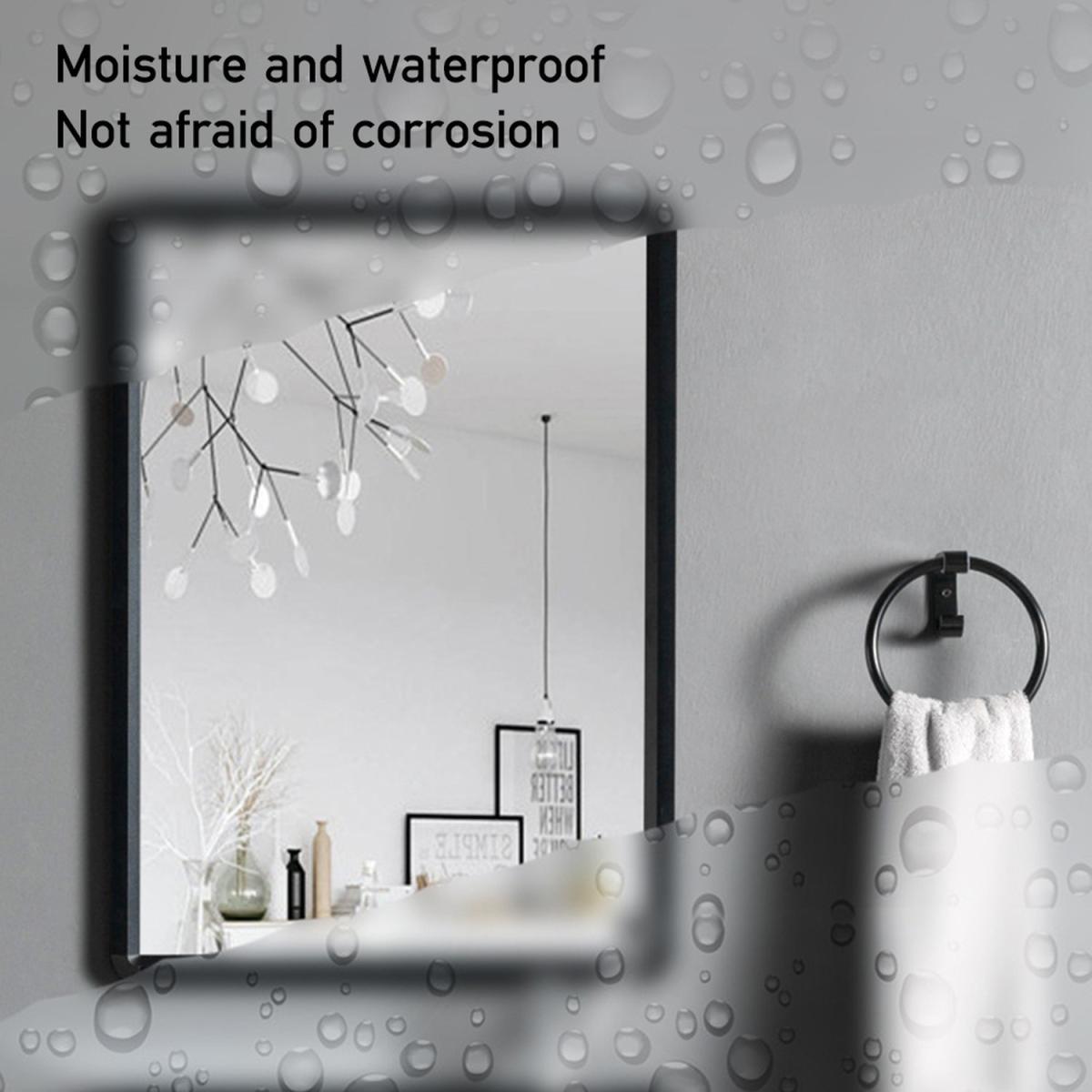 Bathroom Make Up Wall Mirror Rectangle Metal Frame Home Decor - Black / 50cm – image 3