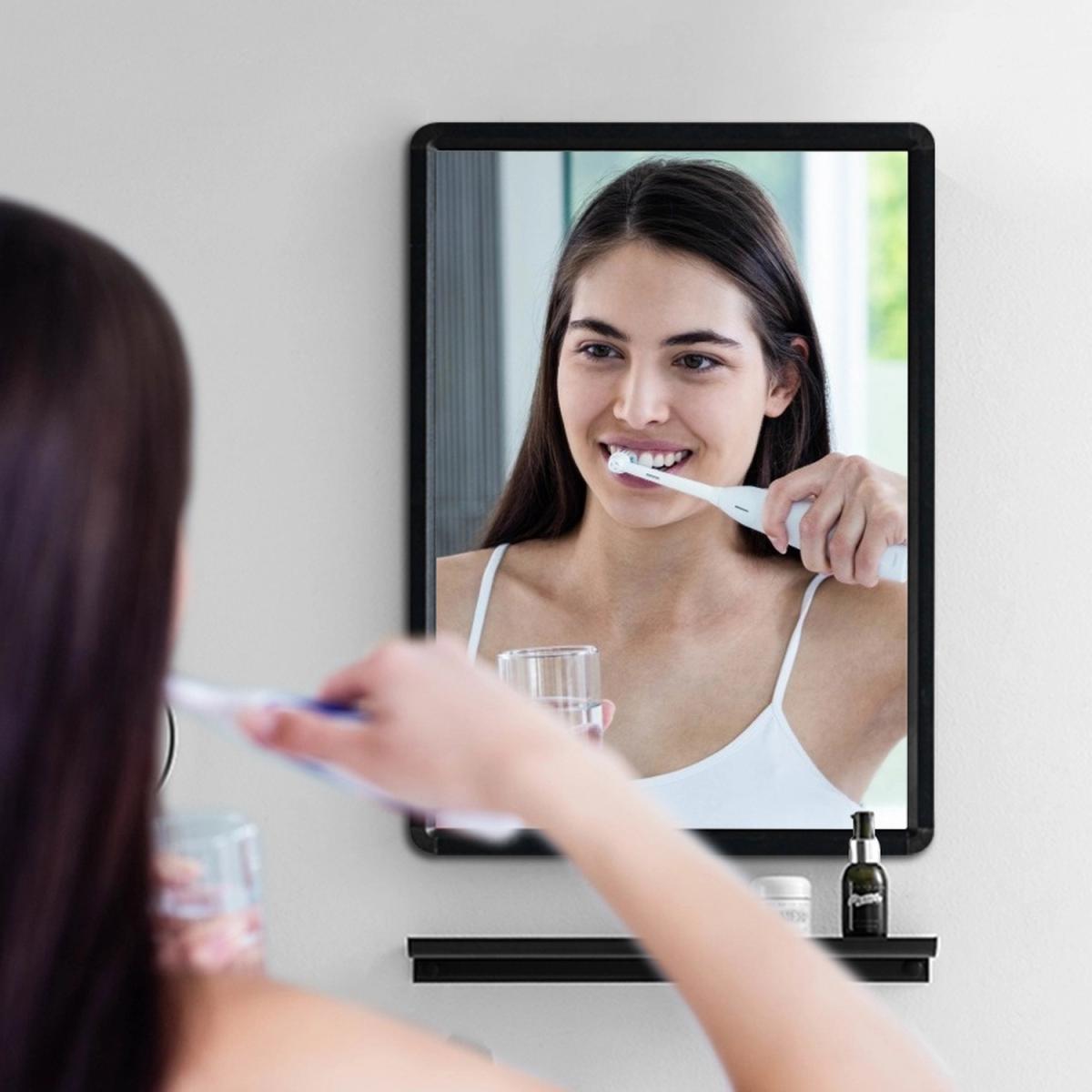 Bathroom Make Up Wall Mirror Rectangle Metal Frame Home Decor - Black / 50cm – image 4