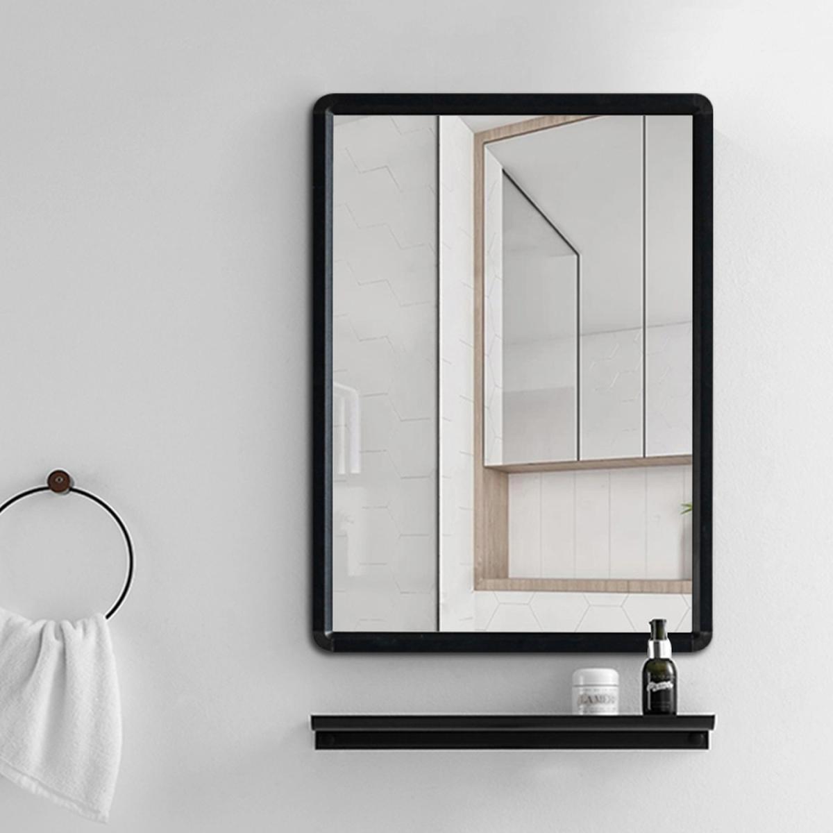 Bathroom Make Up Wall Mirror Rectangle Metal Frame Home Decor - Black / 50cm – image 6