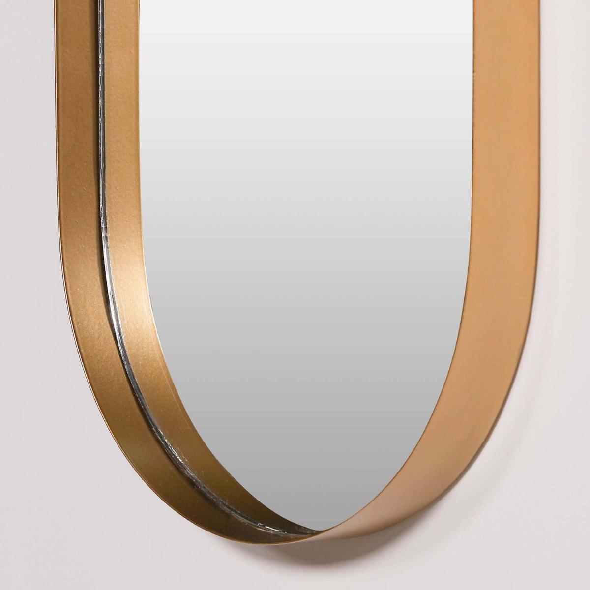 Gold Finish Deco Slim Metal Oval Wall Mirror - Gold – image 2
