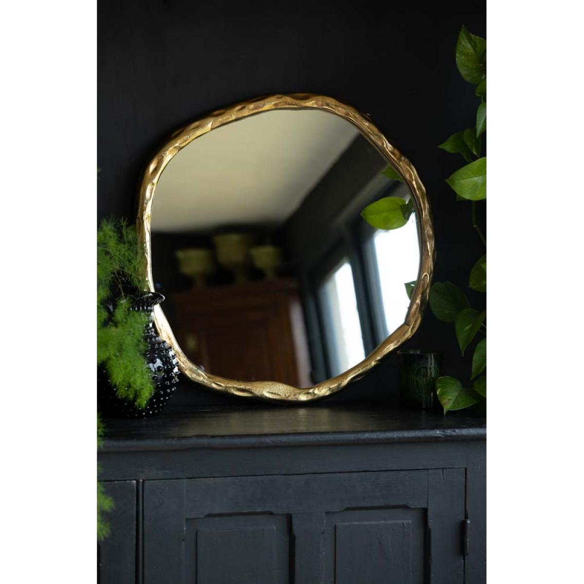 Organic Round Gold Wall Mirror – image 3