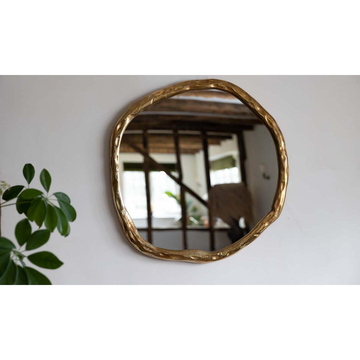 Organic Round Gold Wall Mirror – image 8