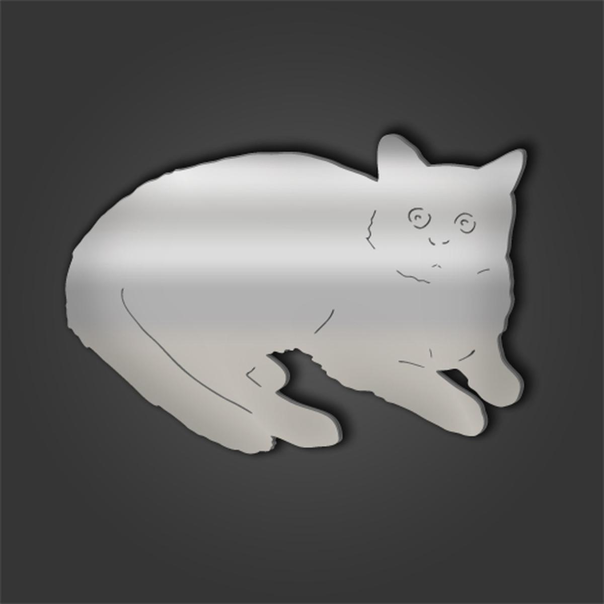 Cat Style 5 Silver Acrylic Mirror - Silver / Large