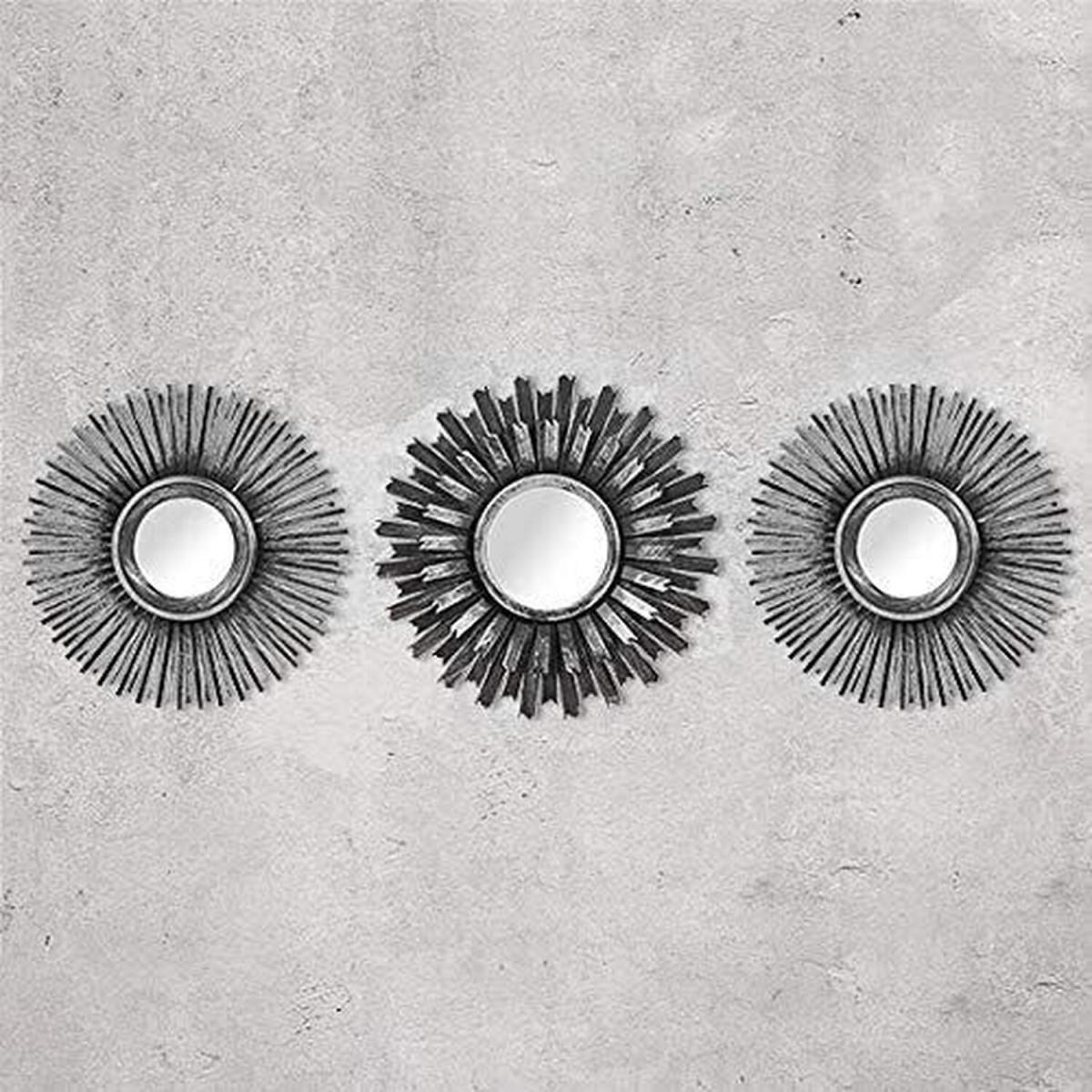 3pc Silver Sunburst Mirror Set - Silver – image 2