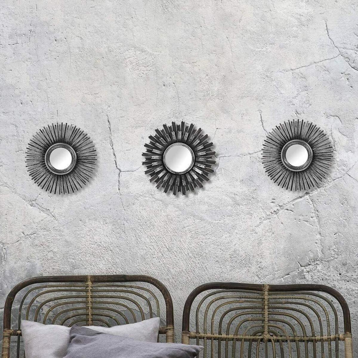 3pc Silver Sunburst Mirror Set - Silver – image 1