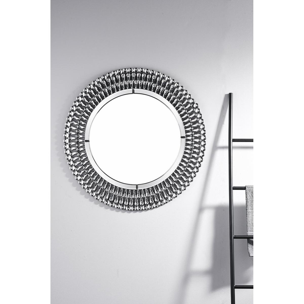 Pearl Small Silver Round Modern Wall Mirror - Silver – image 2
