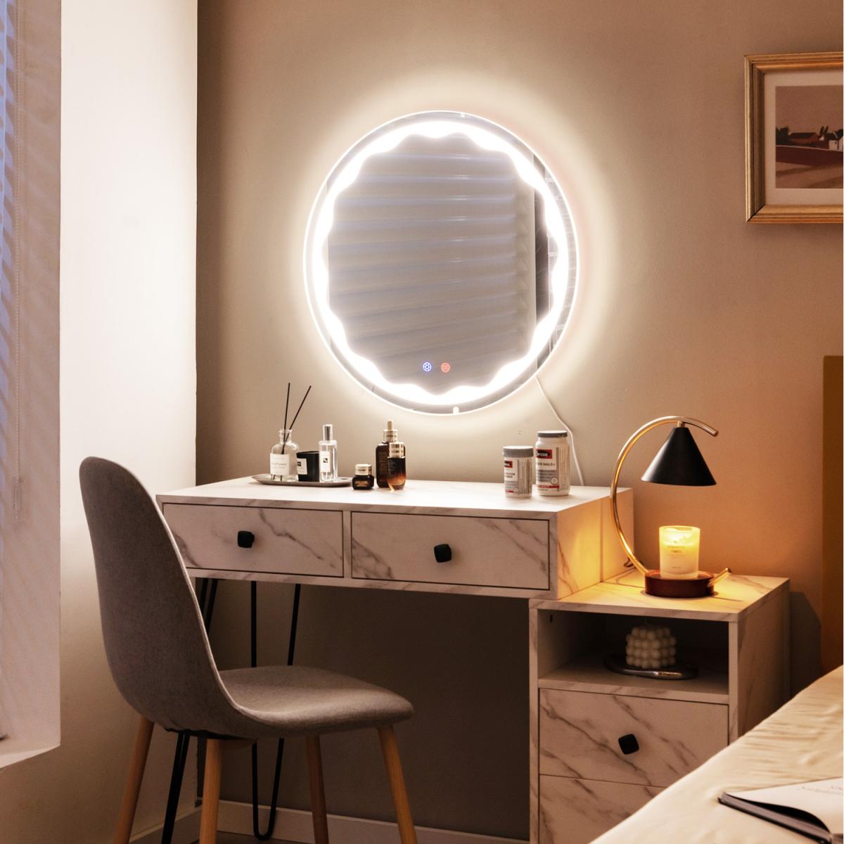 Costway 60CM Round LED Mirror-Silver - Silver – image 2