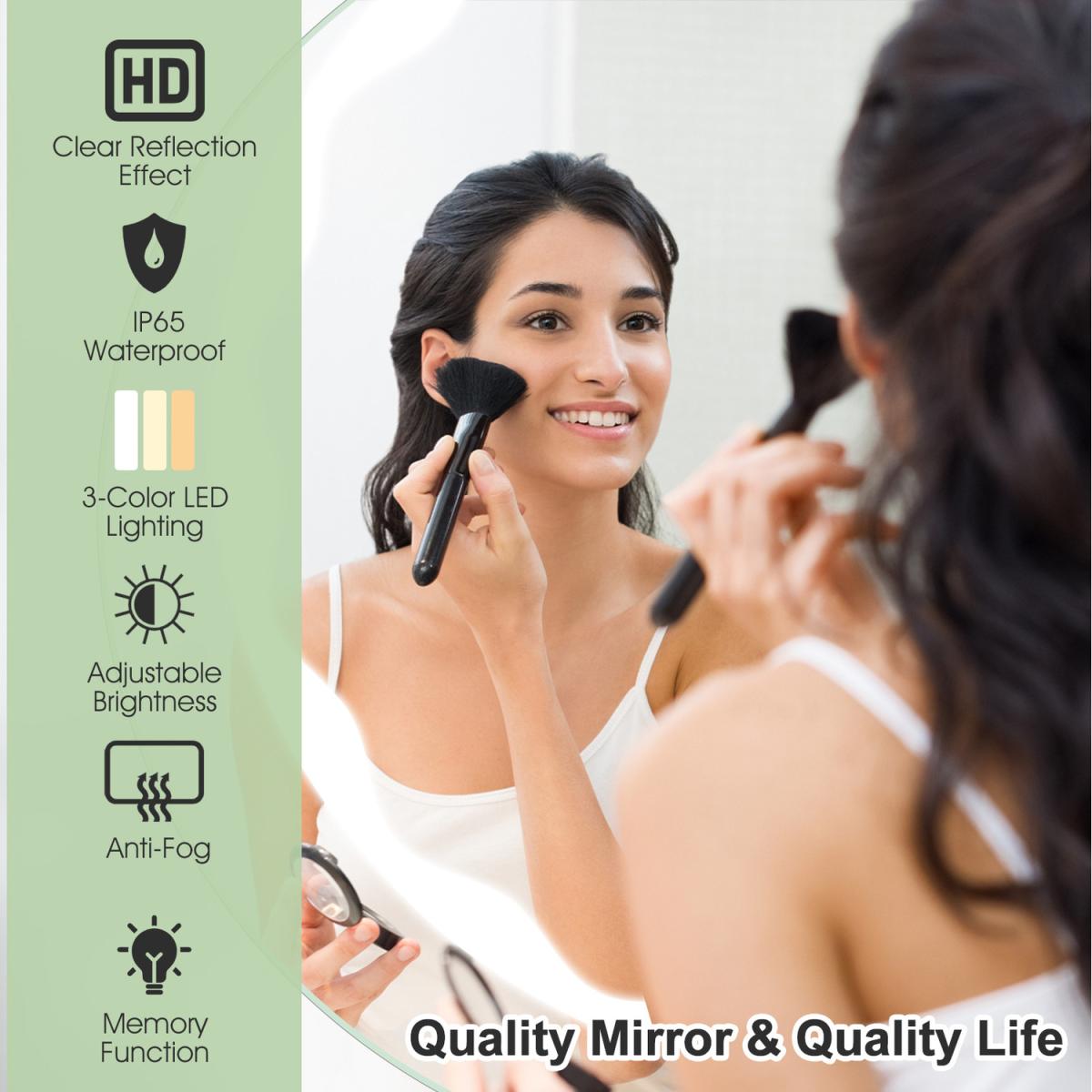 Costway 60CM Round LED Mirror-Silver - Silver – image 6