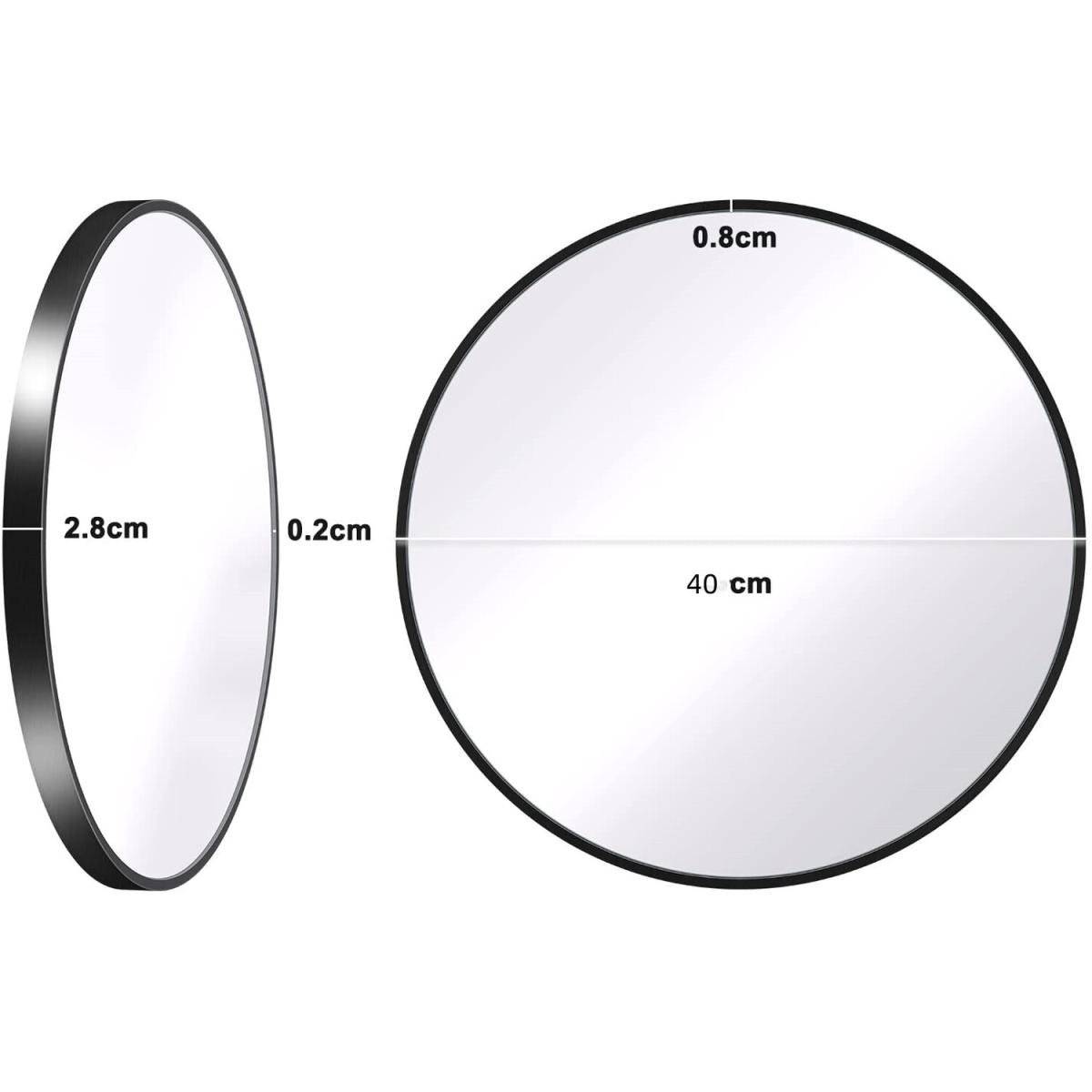 Round Wall Mirror With Aluminium Frame Decorative HD Makeup Mirror - Black – image 2