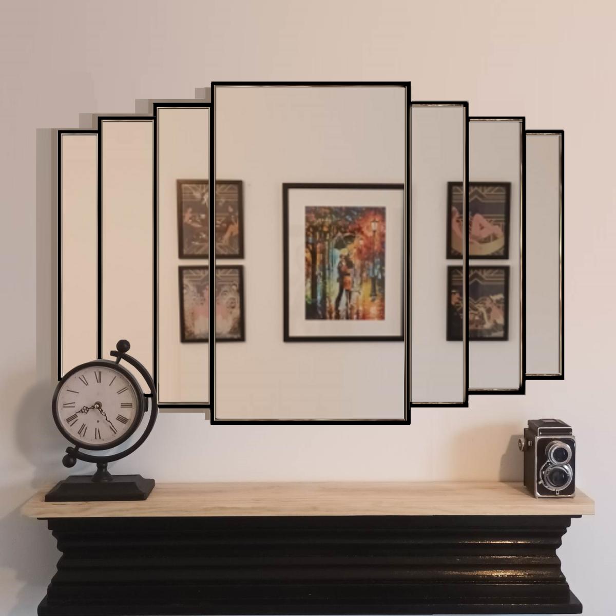 The Delta Extra Large Art Deco Wall Mirror - Black / 20kg