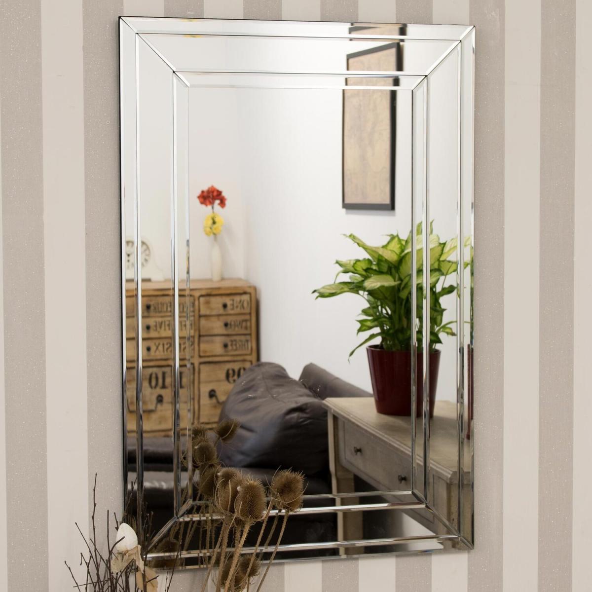 MirrorOutlet Langley All Glass Modern Bevelled Mirror - All glass – image 1