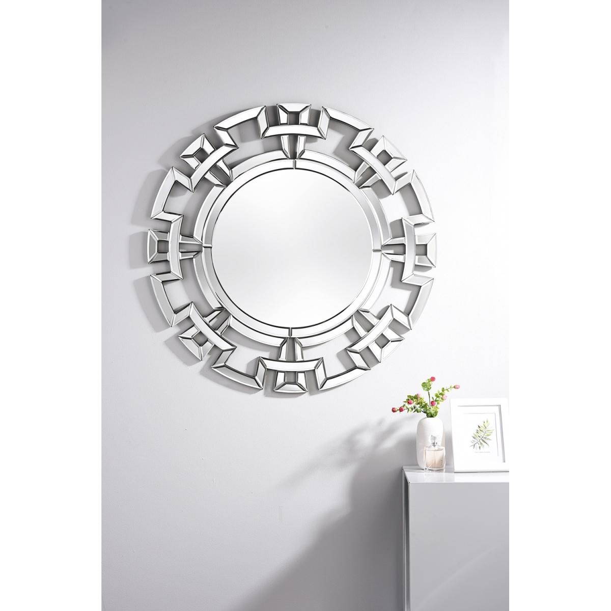 Aztec Small Silver Round Modern Mirror - Silver – image 2