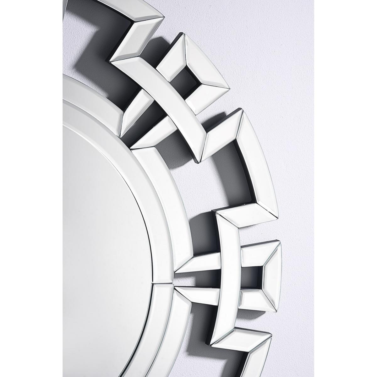 Aztec Small Silver Round Modern Mirror - Silver – image 3