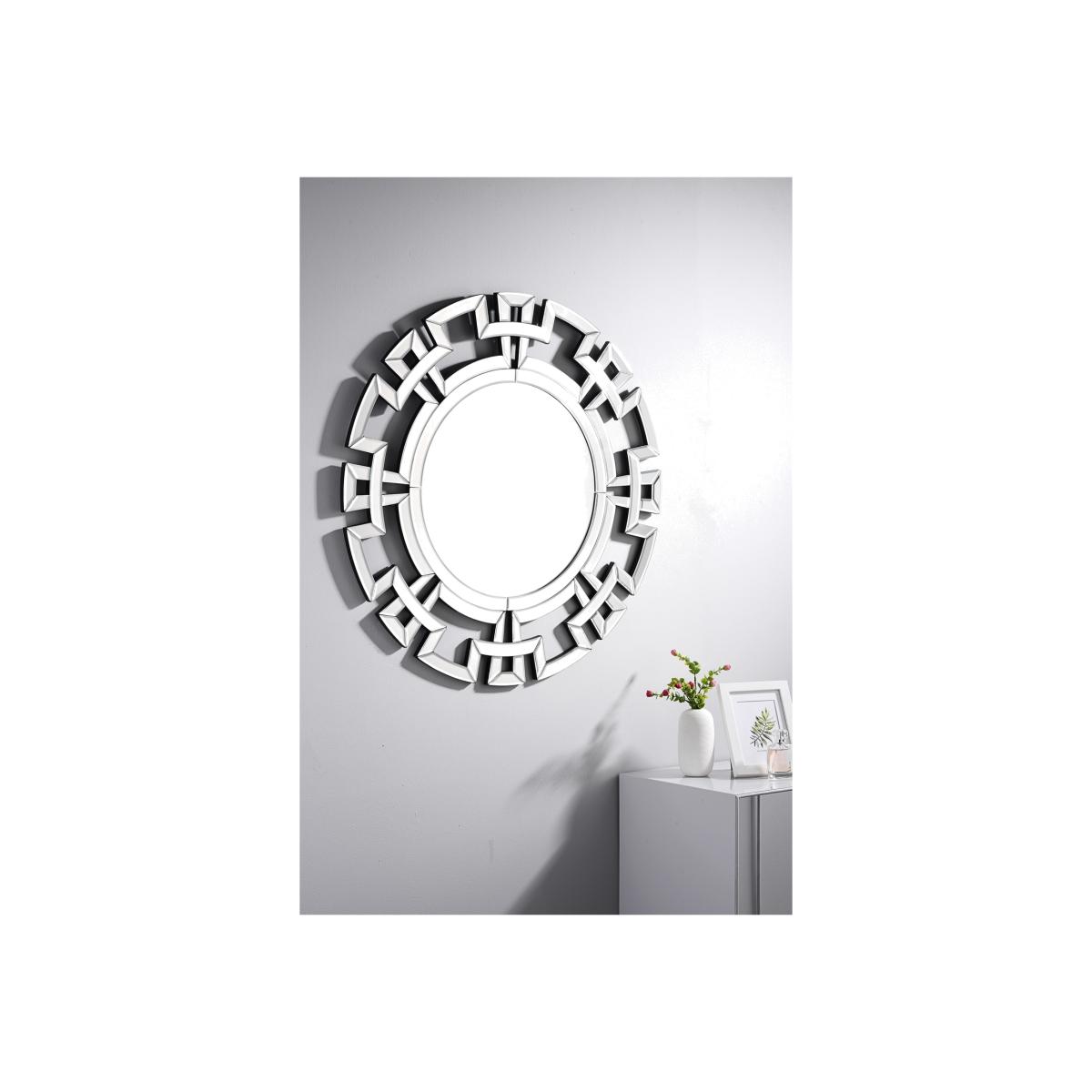 Aztec Small Silver Round Modern Mirror - Silver – image 1