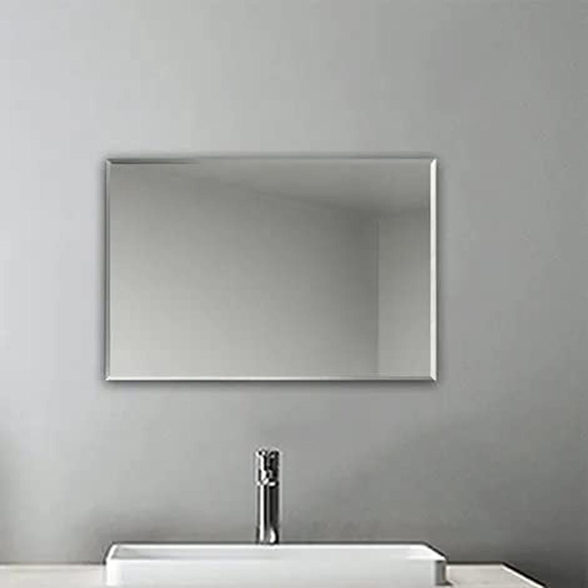 60x90 cm Frameless Rectangle Wall Mounted Mirror - Silver