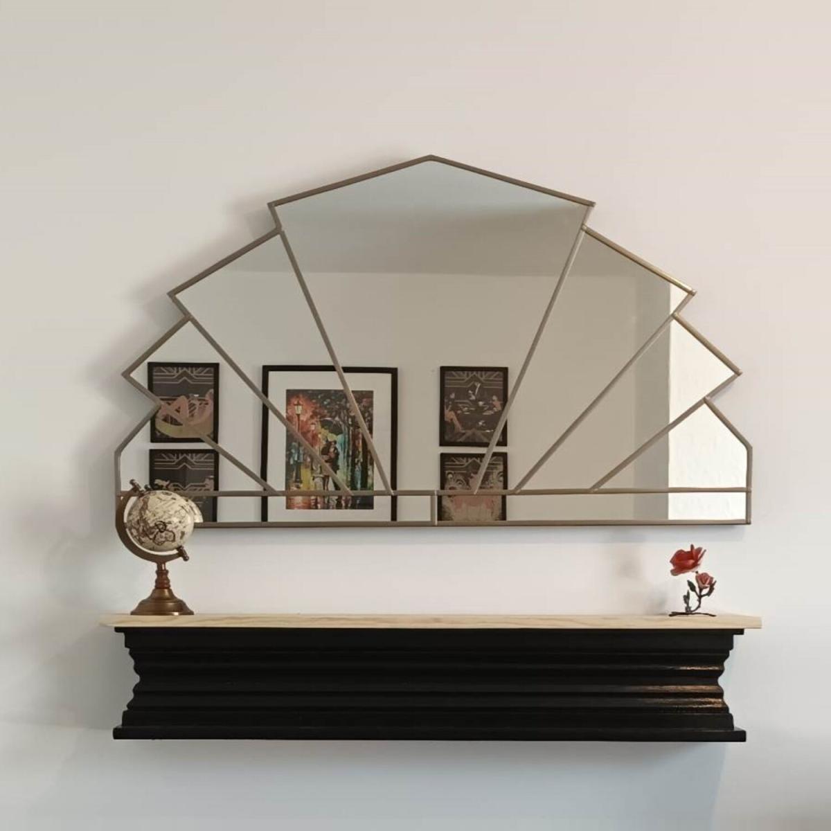 The Dome Large Overmantle Are Deco Wall Mirror - Black – image 2