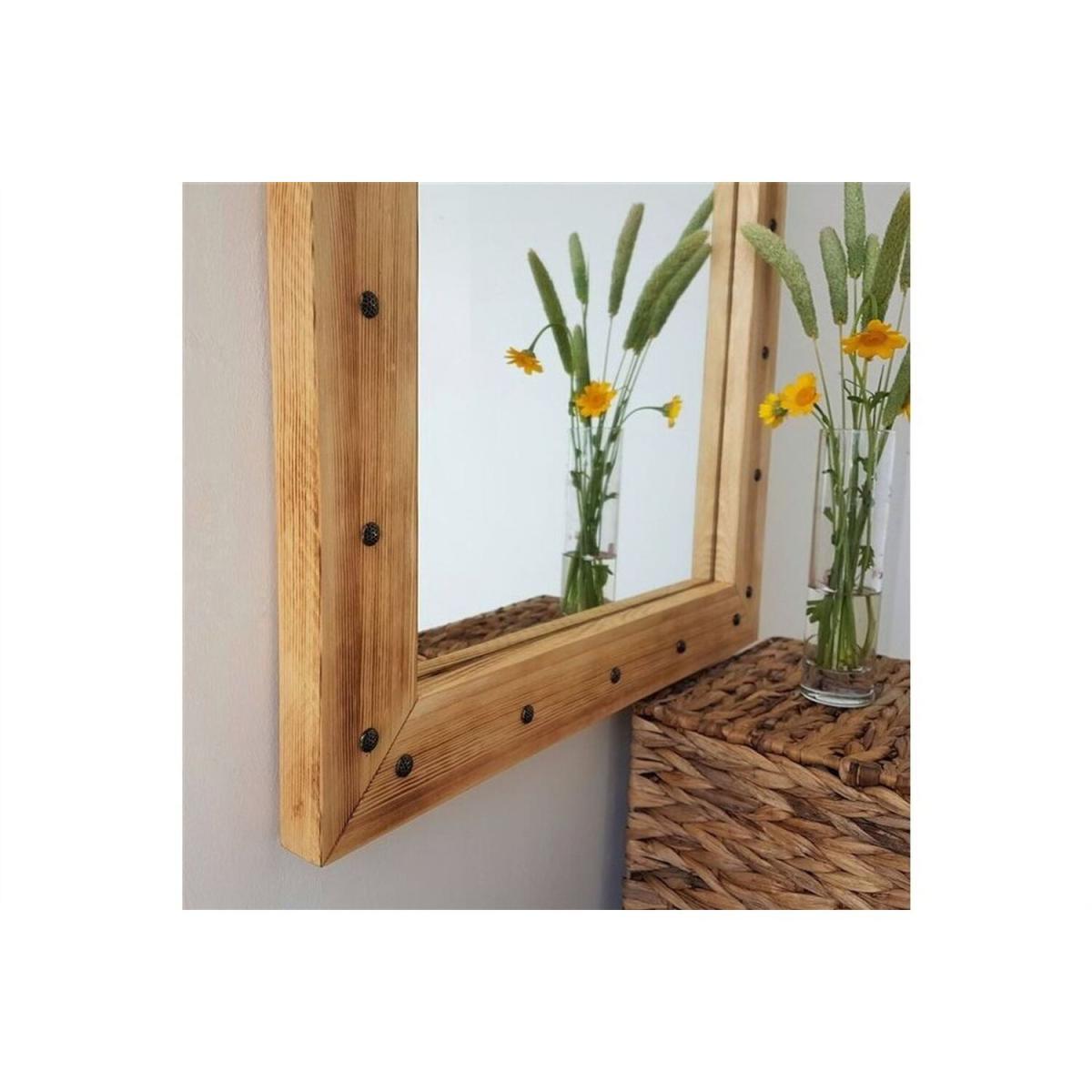 Natural Solid Wood Decorative Framed Wall Mirror - Natural & Mirror / 50cm – image 2