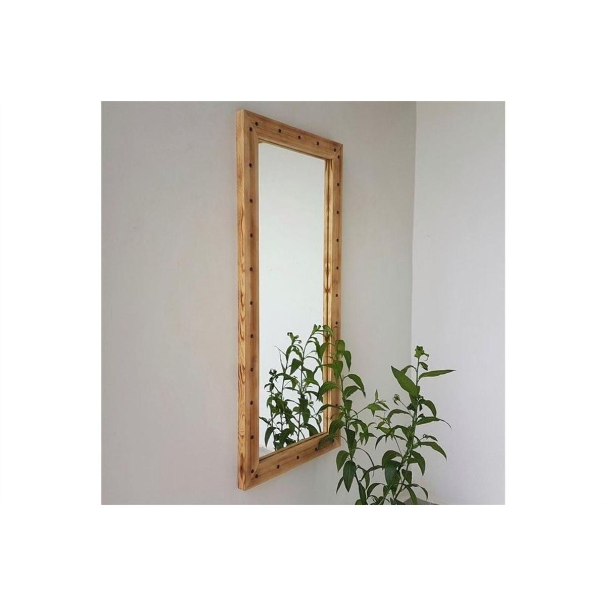 Natural Solid Wood Decorative Framed Wall Mirror - Natural & Mirror / 50cm – image 4