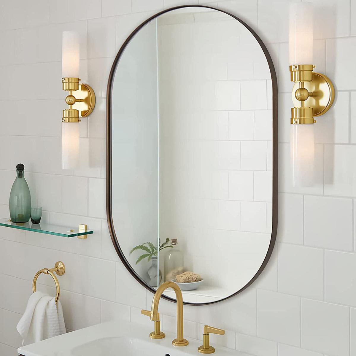 Modern Oval Metal Wall Mirror - Black – image 2