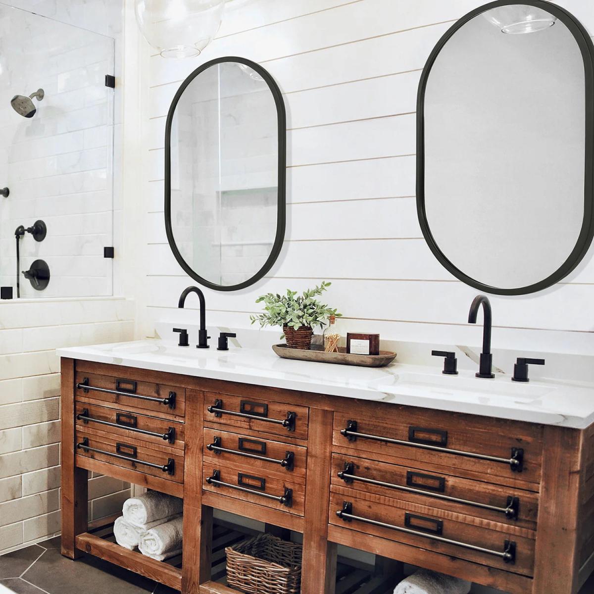 Modern Oval Metal Wall Mirror - Black – image 3