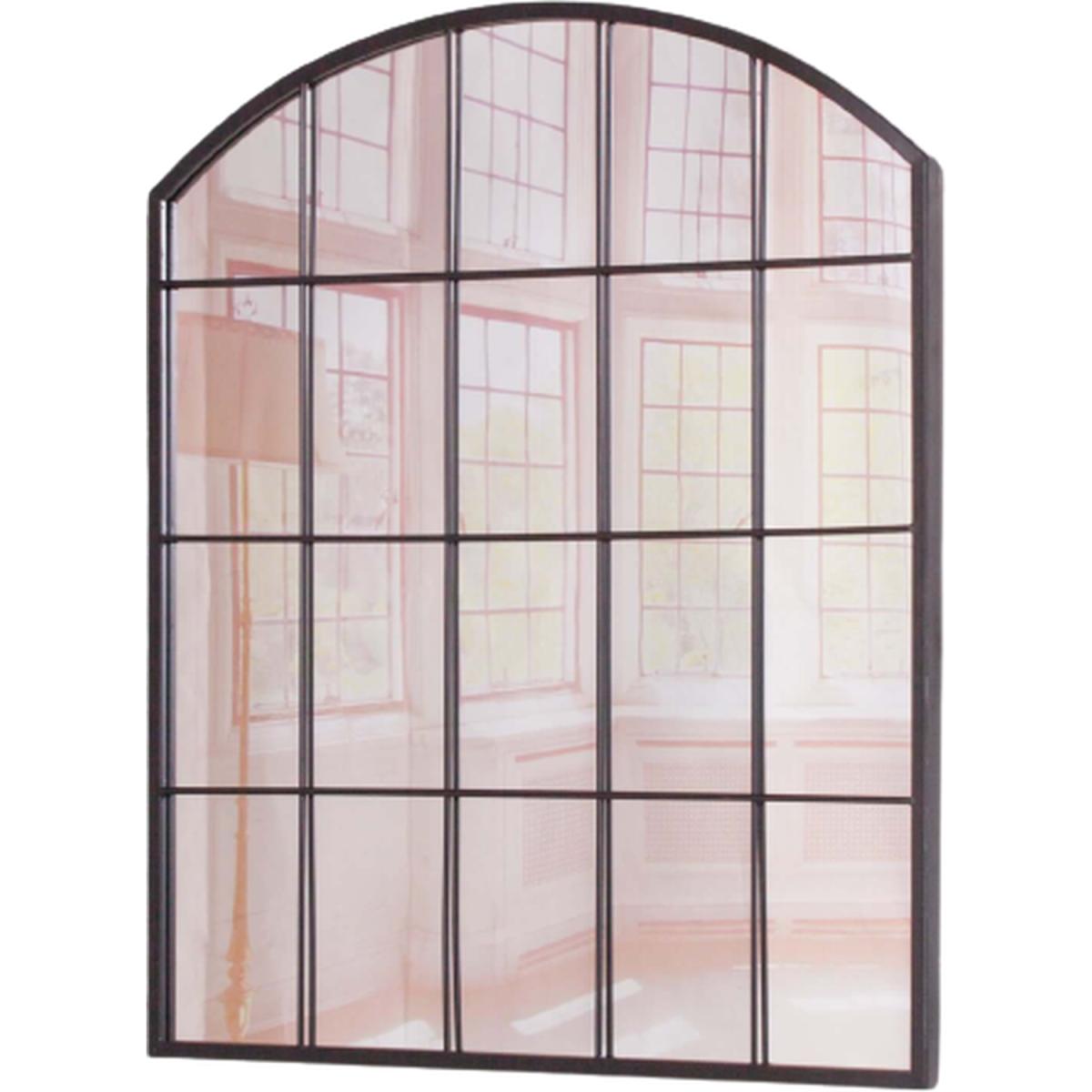 Large Arched Metal Window Mirror - Black – image 2