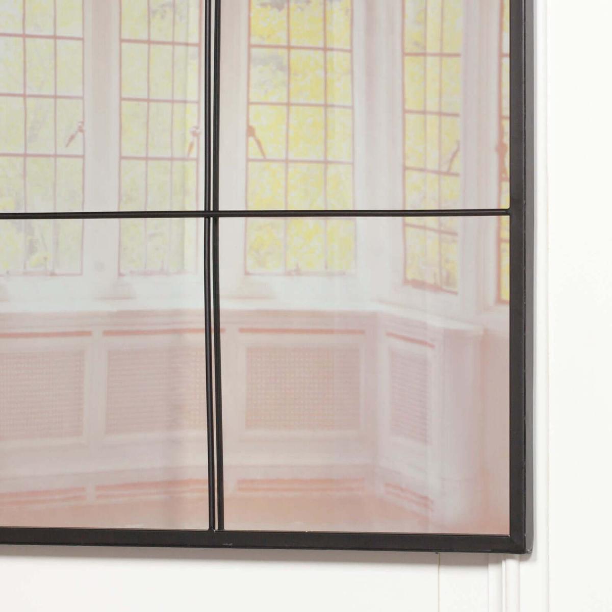 Black Metal Square Window Style Wall Mirror - Black – image 3