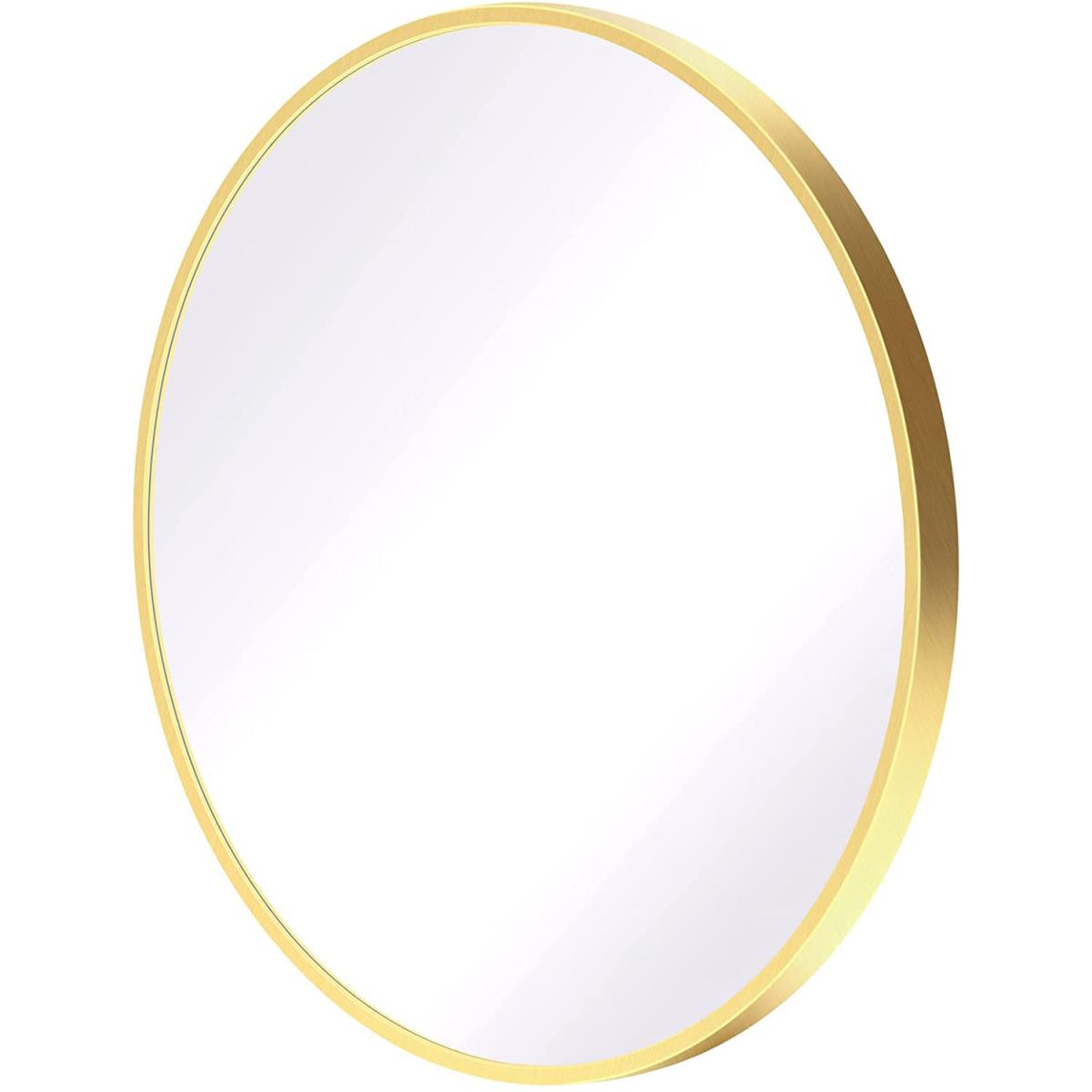 Dripex Round Hanging Wall Mirror with Metal Frame - Gold – image 2