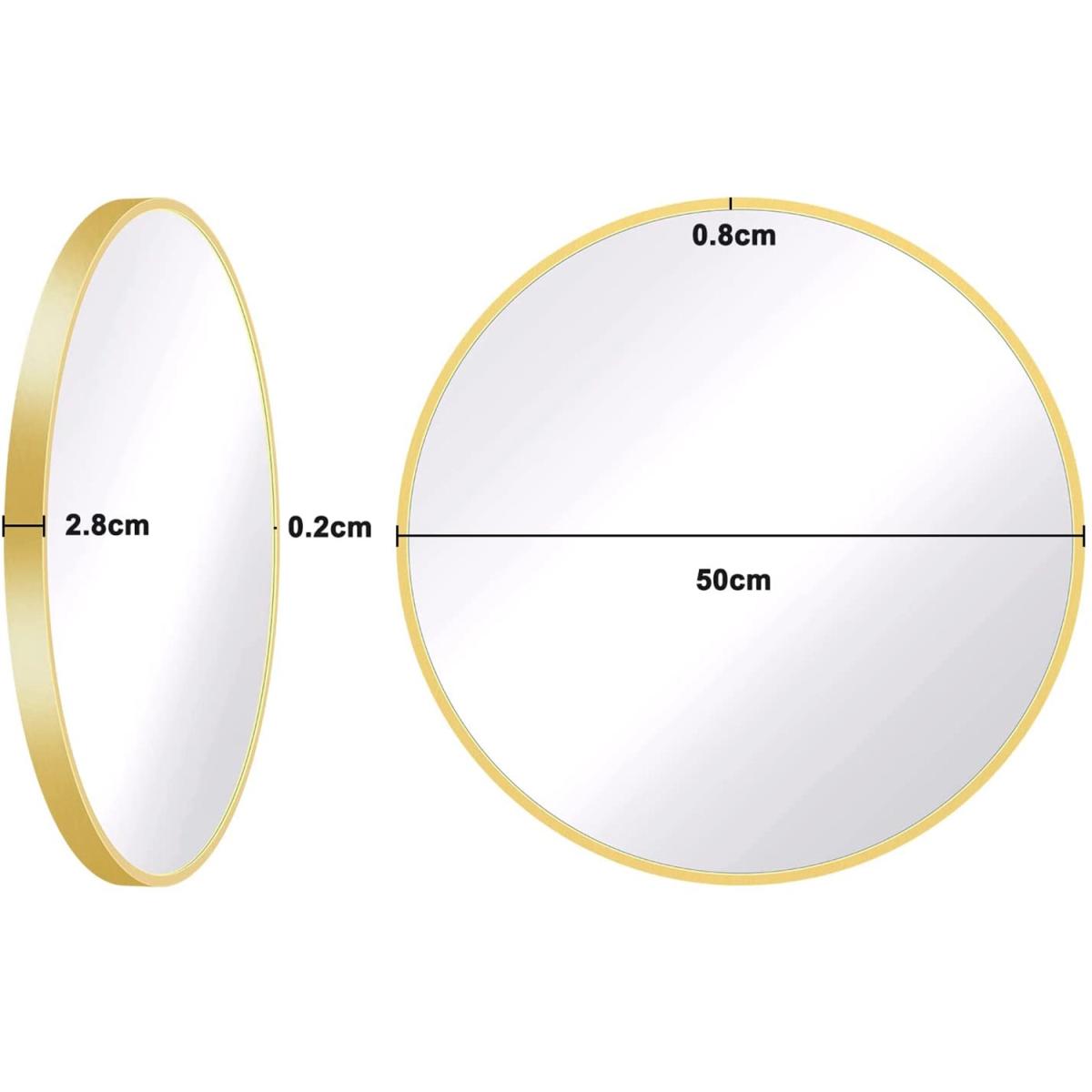 Dripex Round Hanging Wall Mirror with Metal Frame - Gold – image 3