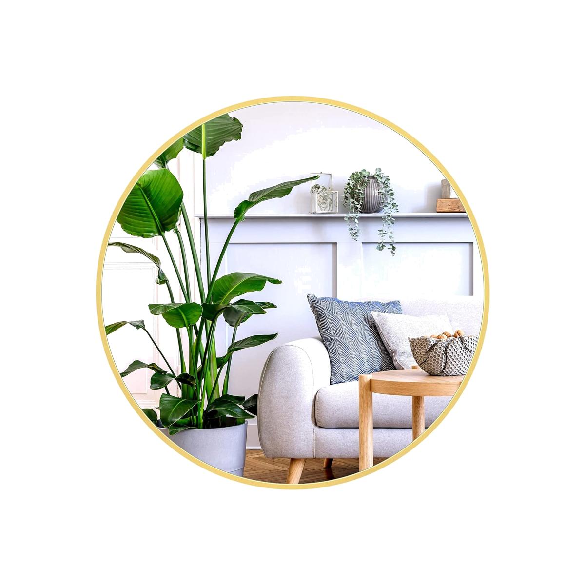Dripex Round Hanging Wall Mirror with Metal Frame - Gold – image 1
