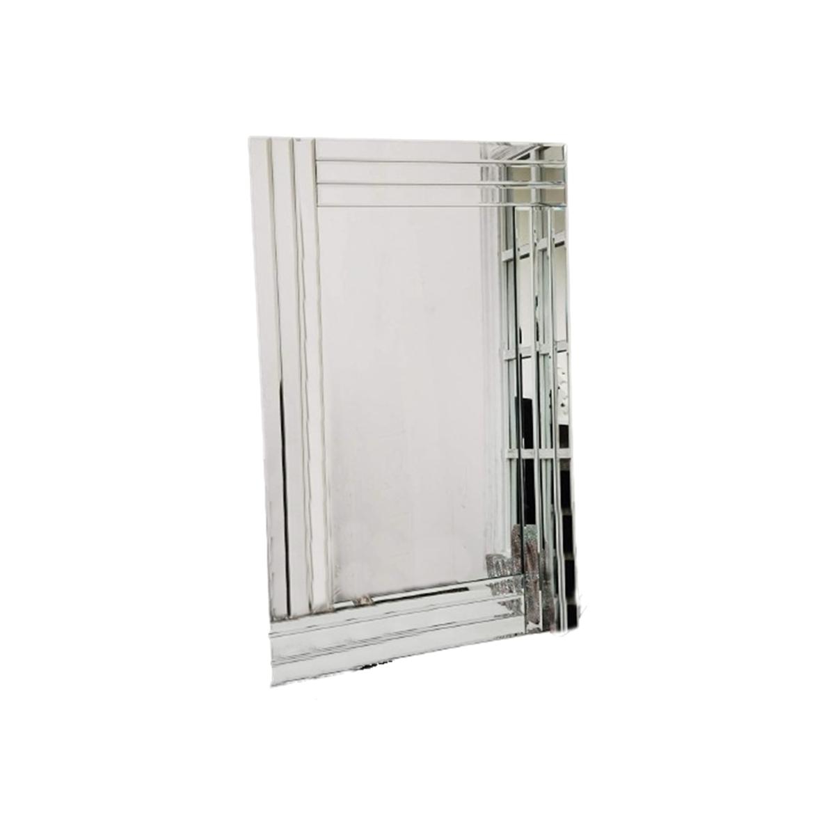 Medium Length Wall Mirror Bevelled Triple Edge - Silver