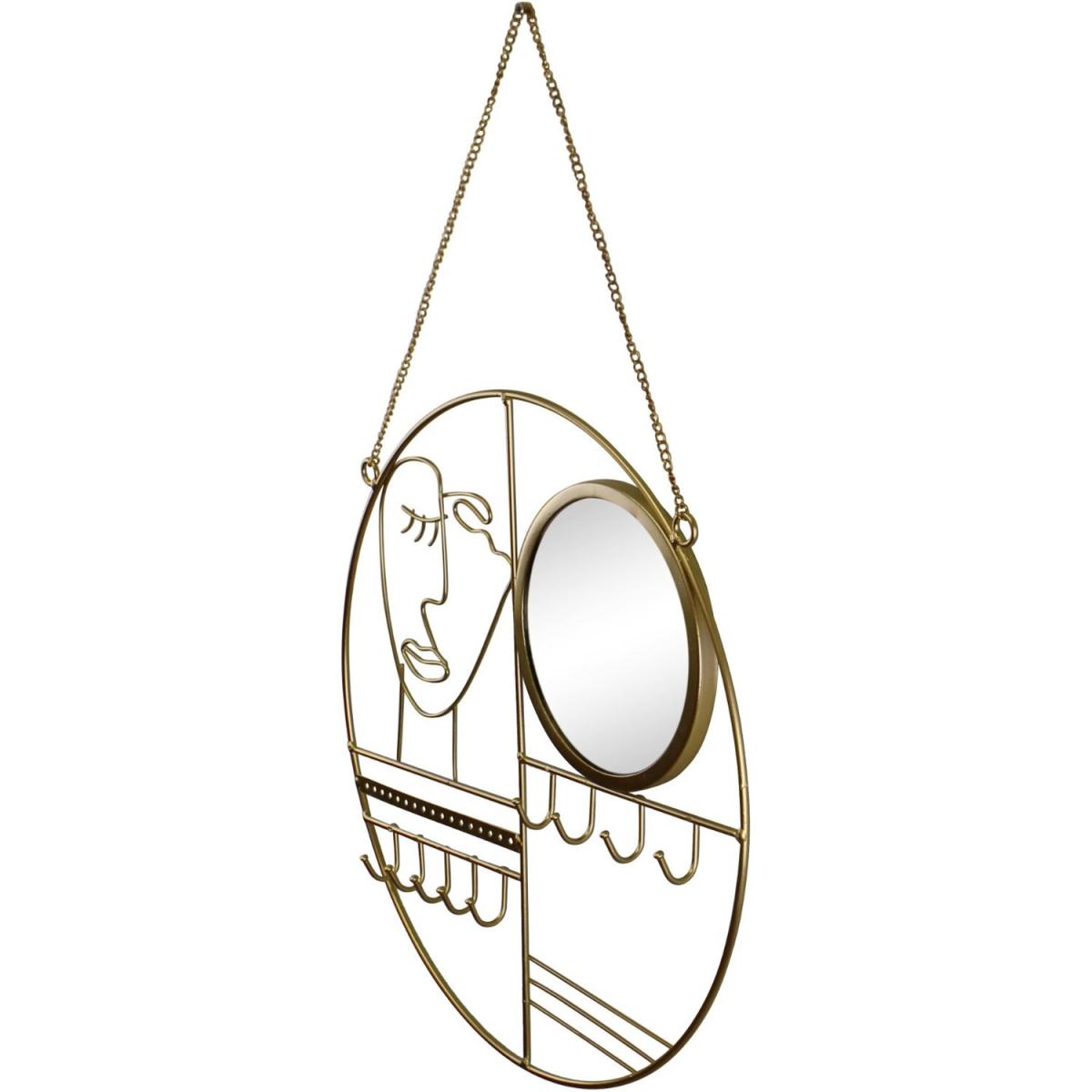 Gold Metal Jewellery Hanger with Mirror - Yellow – image 2