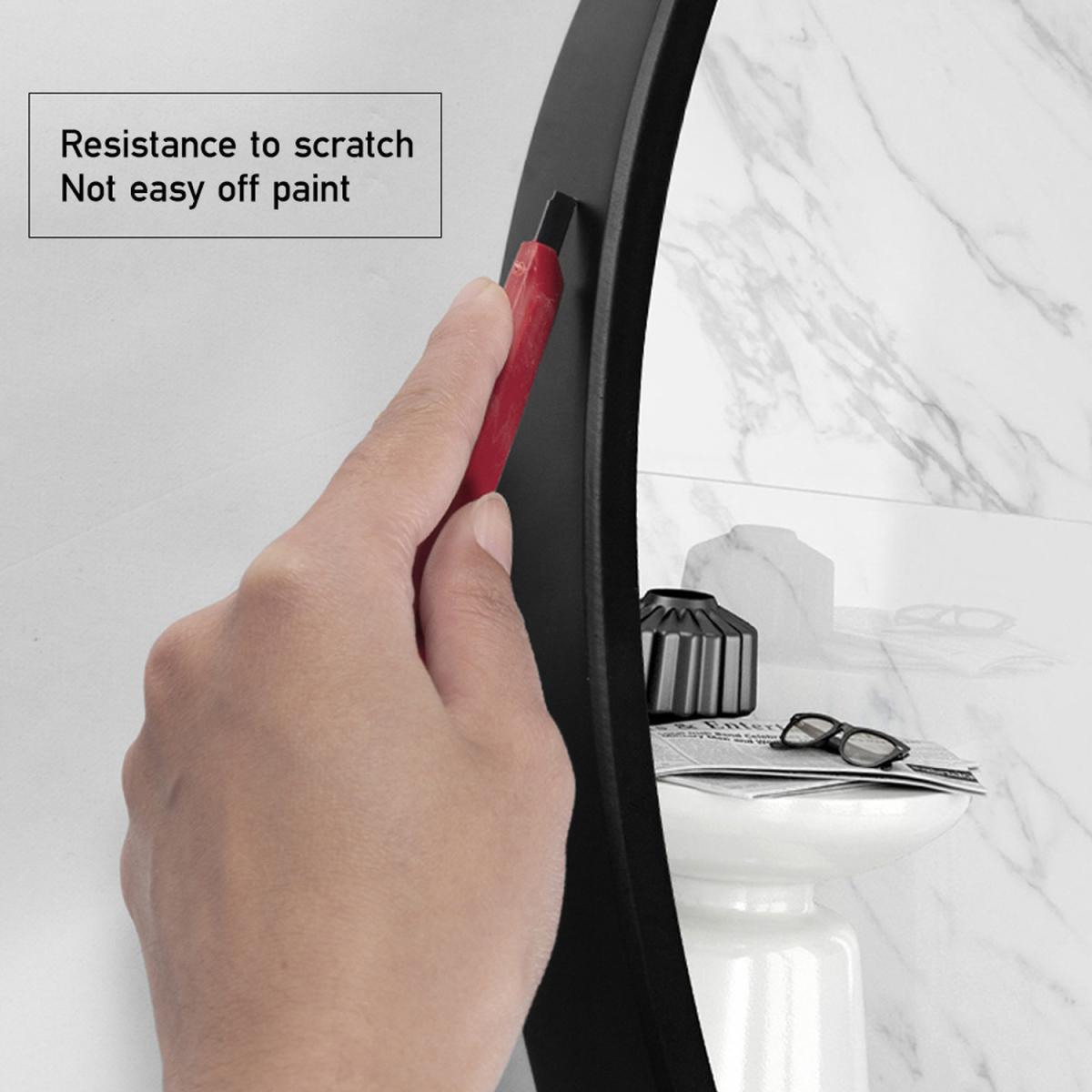 Nordic Round Hanging Wall Mirror Leather Strap Adjustable Home Decor - Black / 60cm – image 2