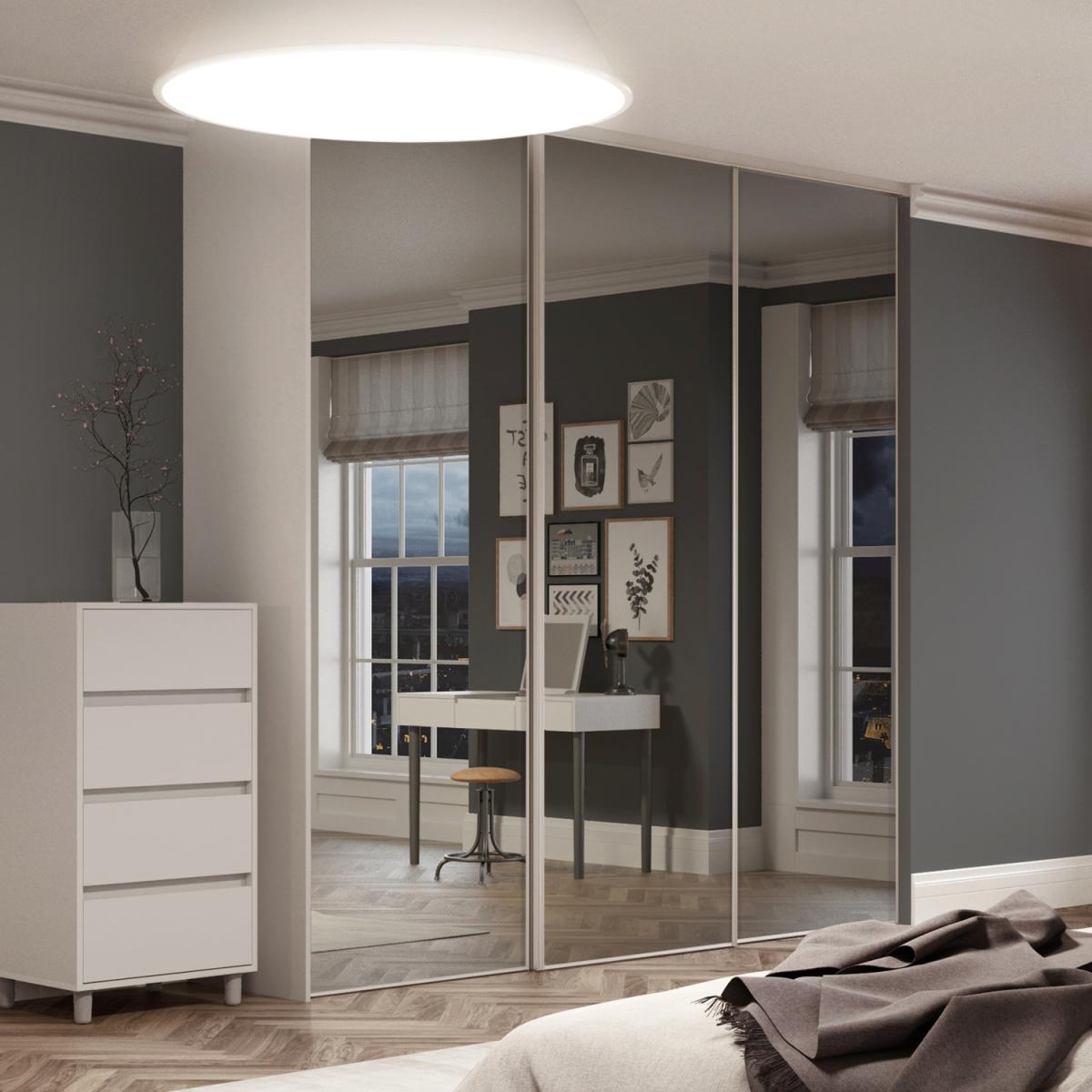 Spacepro Frame With 762MM Mirror Classic Sliding Door Kit - Stone Grey/Mirror / 3 – image 5
