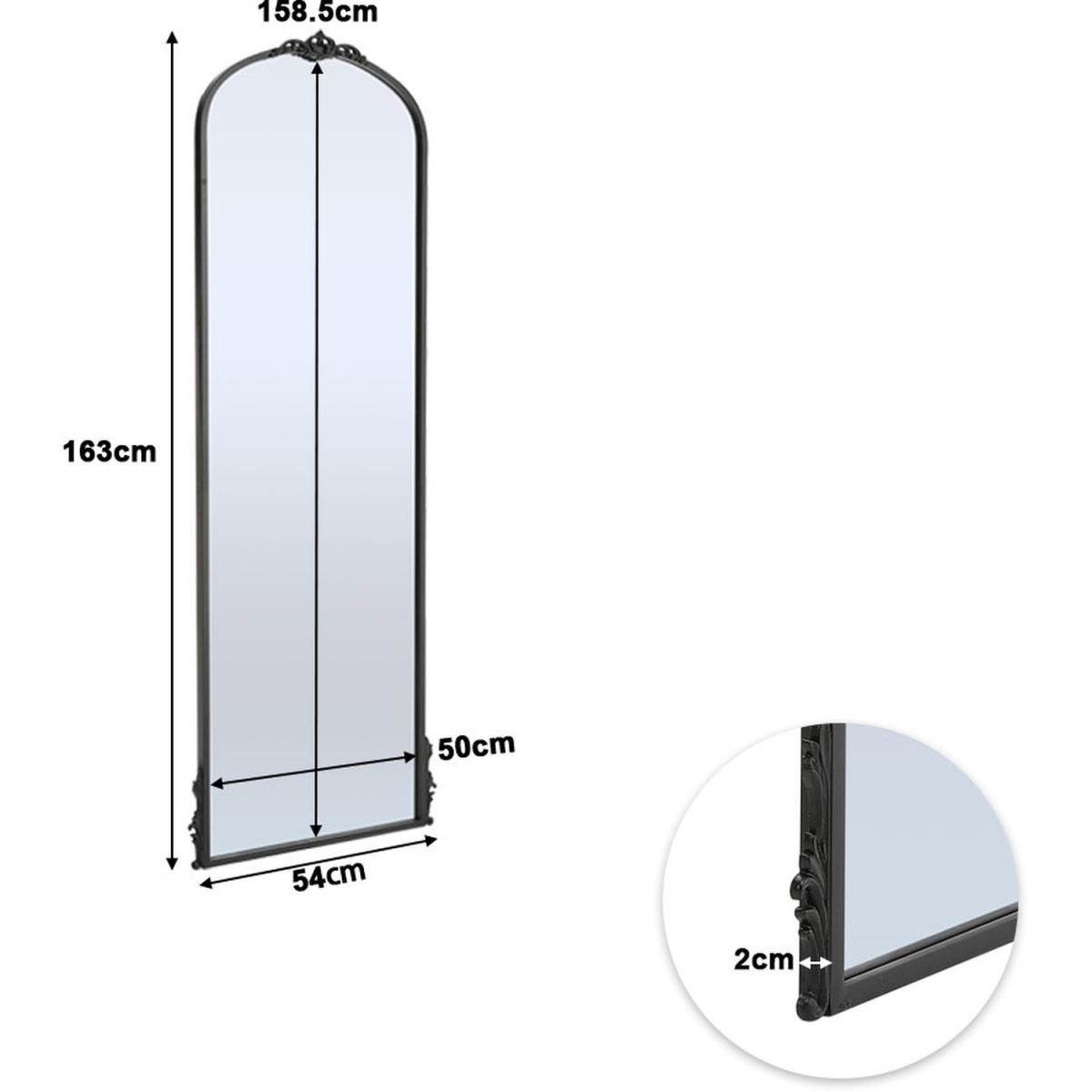 Arch-Top Metal Framed Full-Length Wall Mirror - Black – image 5